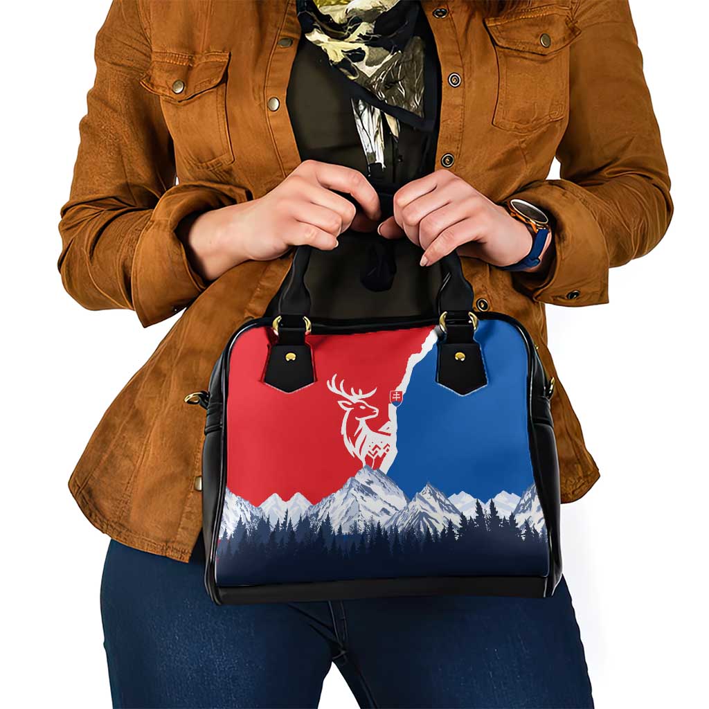 Slovakia  Red Blue Deer and Mountain Design Shoulder Handbag with National Symbols TS04