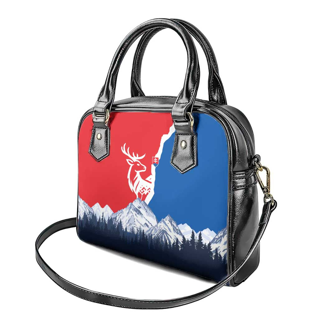 Slovakia  Red Blue Deer and Mountain Design Shoulder Handbag with National Symbols TS04