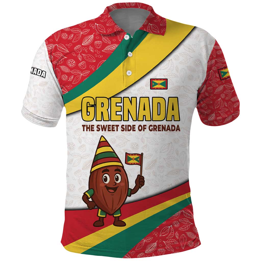Grenada Polo Shirt with Cocoa Bean Mascot and National Flag Colors TS04
