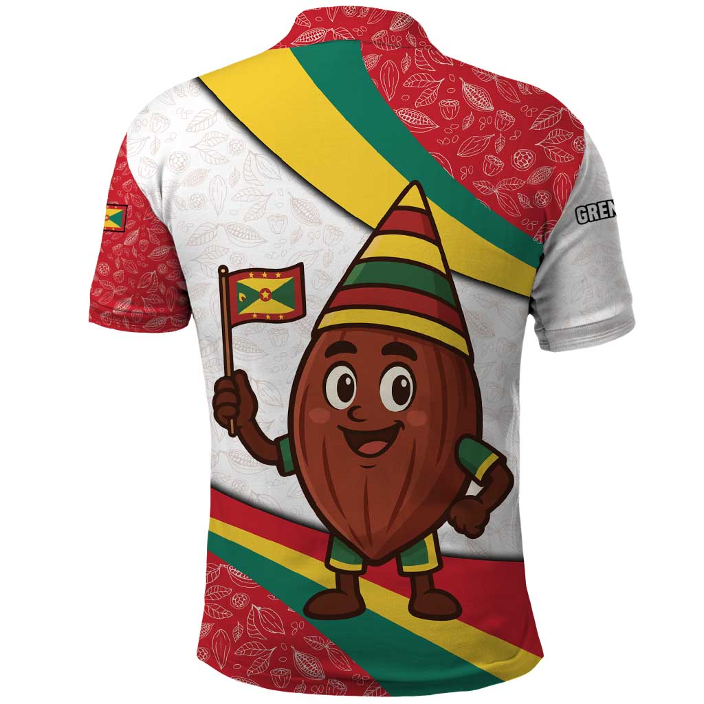 Grenada Polo Shirt with Cocoa Bean Mascot and National Flag Colors TS04