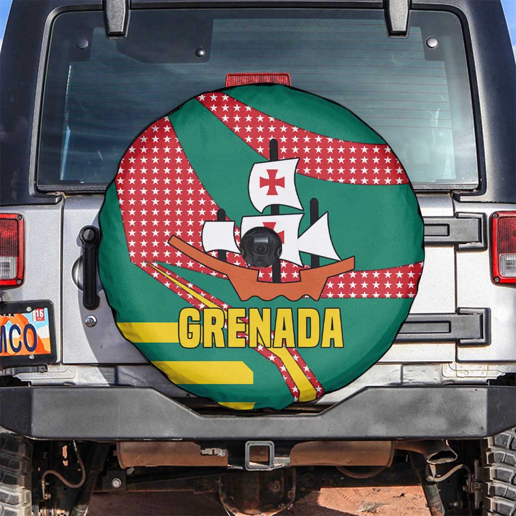 Grenada Spare Tire Cover with Cocoa Bean Mascot and National Flag Colors TS04