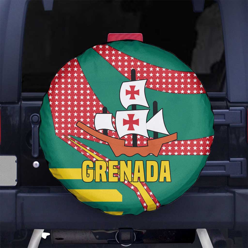 Grenada Spare Tire Cover with Cocoa Bean Mascot and National Flag Colors TS04