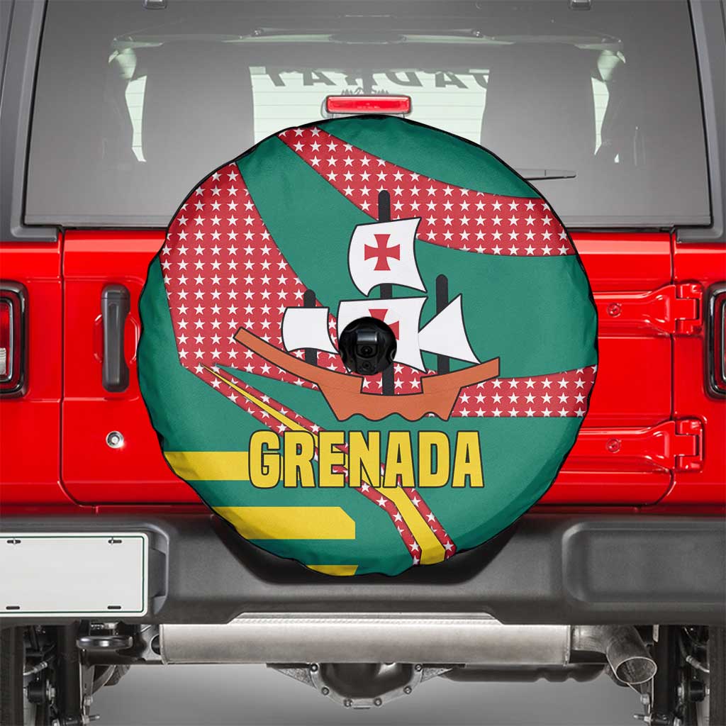 Grenada Spare Tire Cover with Cocoa Bean Mascot and National Flag Colors TS04