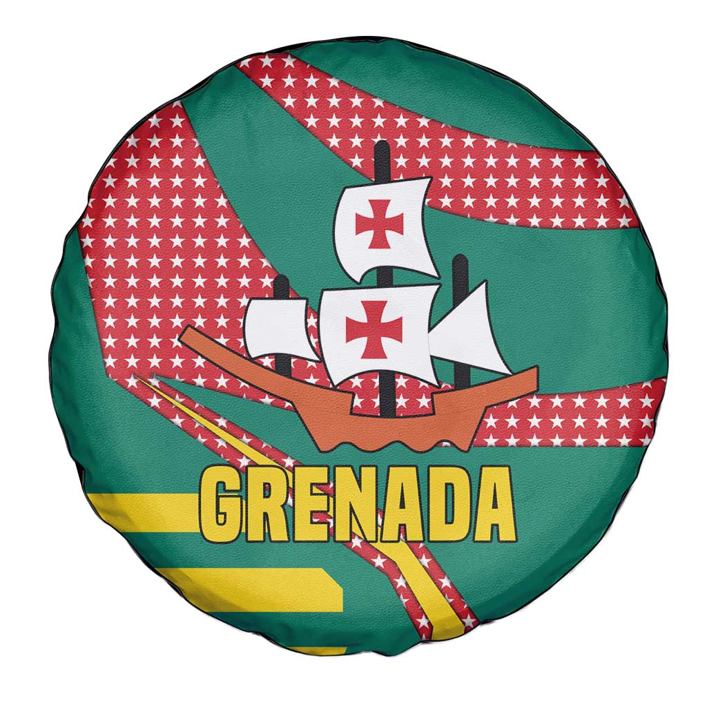 Grenada Spare Tire Cover with Cocoa Bean Mascot and National Flag Colors TS04