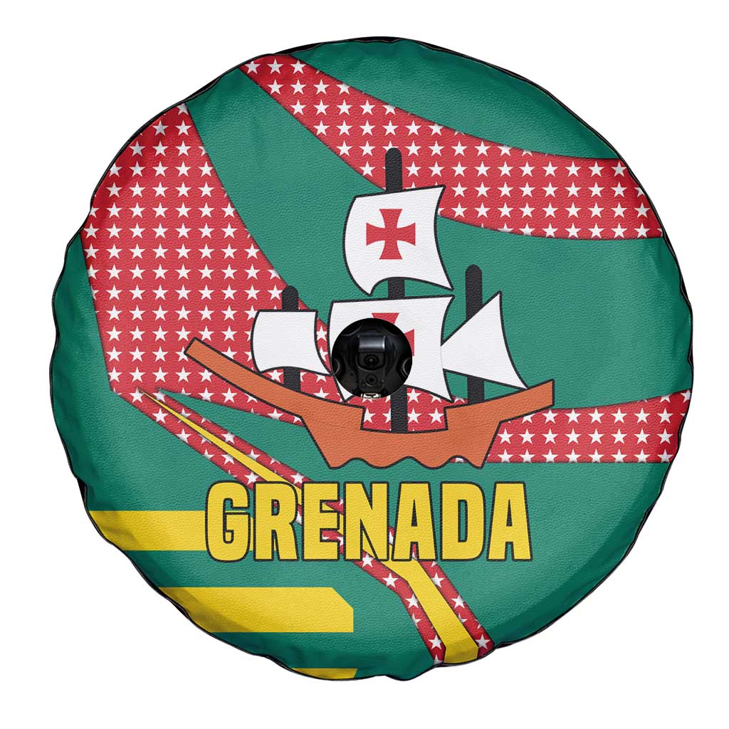 Grenada Spare Tire Cover with Cocoa Bean Mascot and National Flag Colors TS04