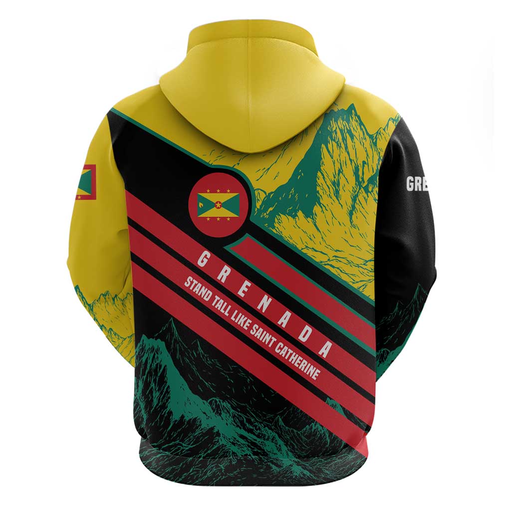 Grenada Mountain Graphic Hoodie with National Flag and Saint Catherine Quote Design TS04