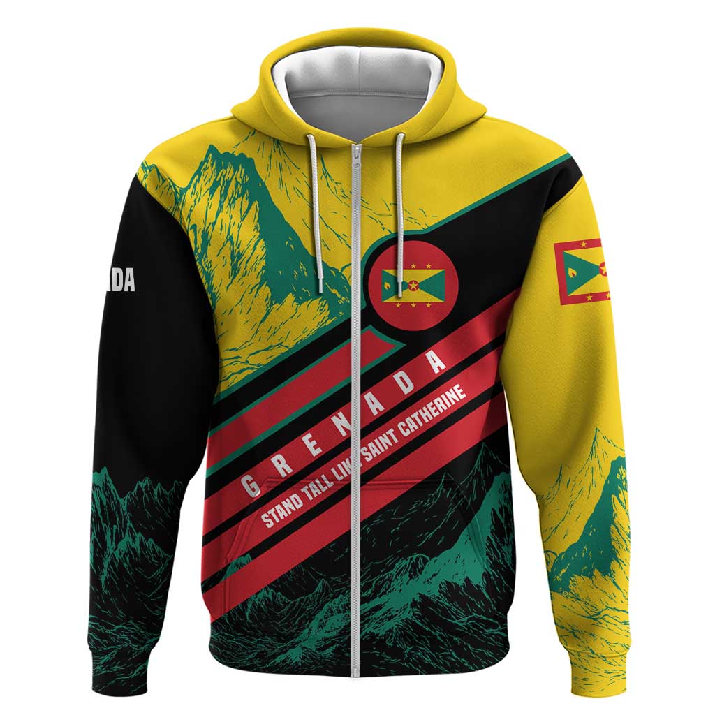 Grenada Mountain Graphic Hoodie with National Flag and Saint Catherine Quote Design TS04