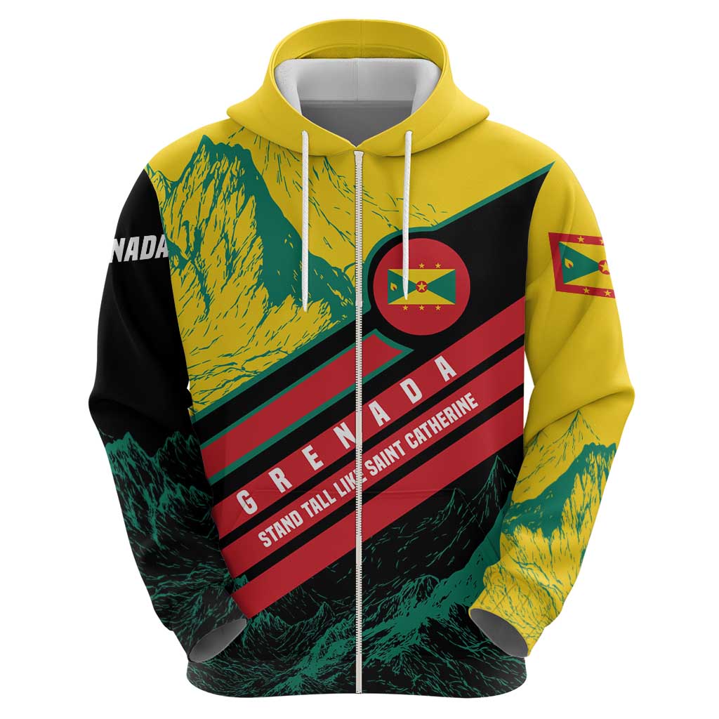 Grenada Mountain Graphic Hoodie with National Flag and Saint Catherine Quote Design TS04