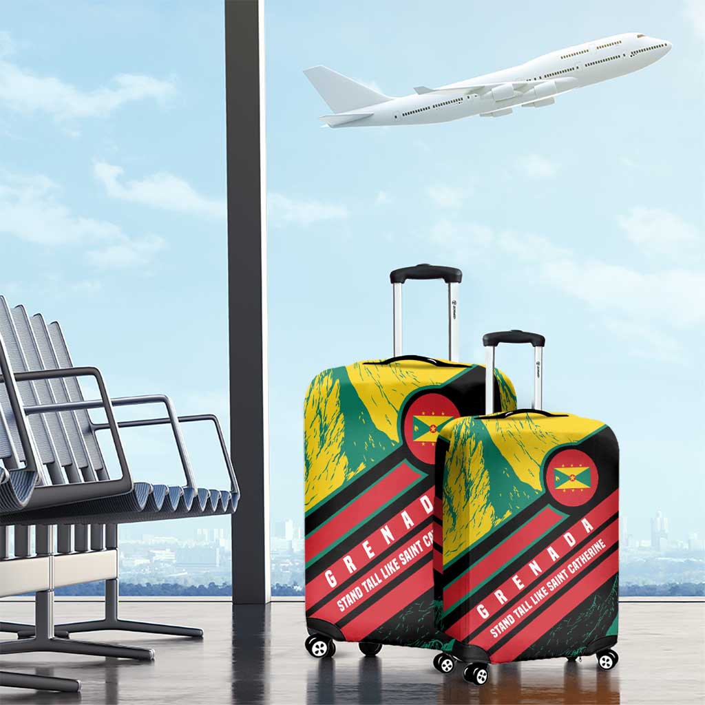 Grenada Mountain Graphic Luggage Cover with National Flag and Saint Catherine Quote Design TS04