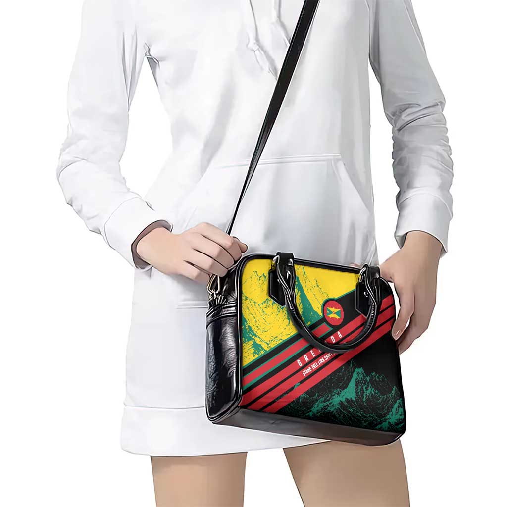 Grenada Mountain Graphic Shoulder Handbag with National Flag and Saint Catherine Quote Design TS04