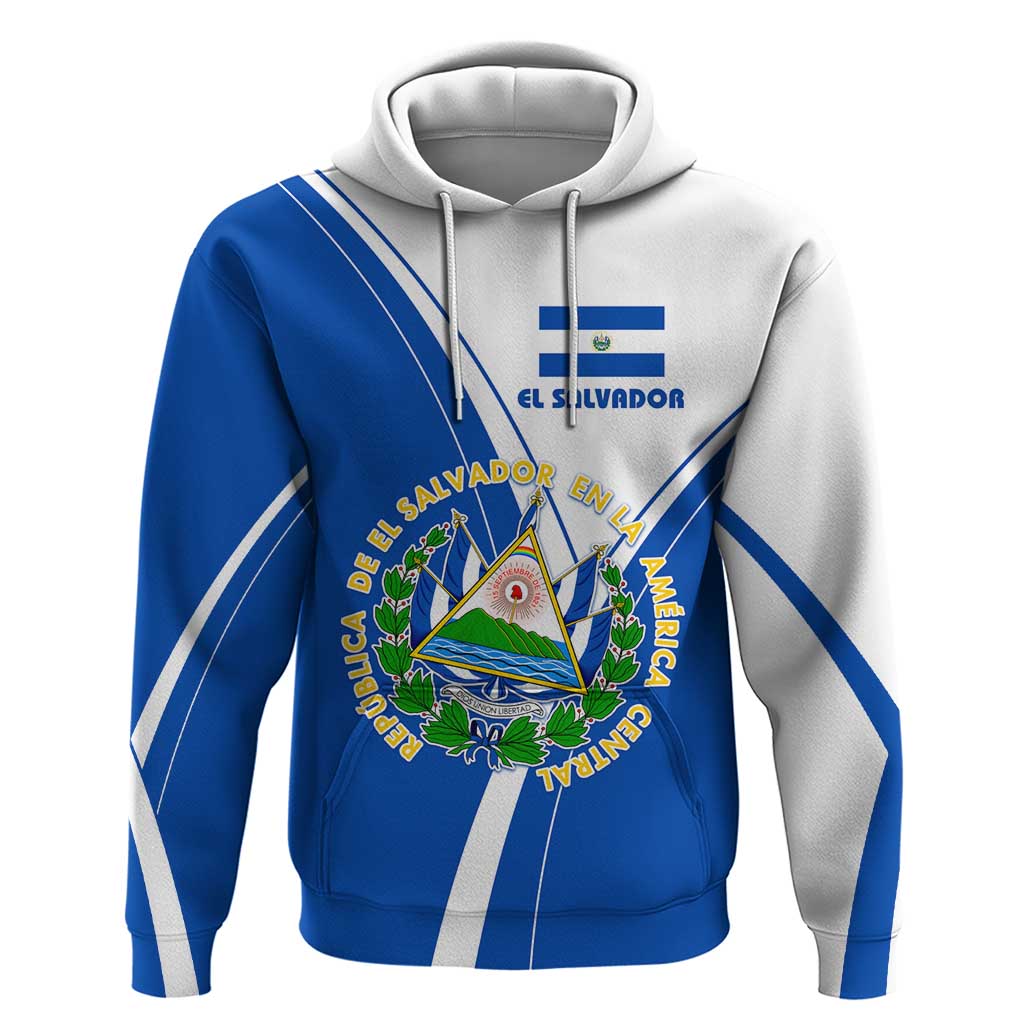 El Salvador National Flag Hoodie with Coat of Arms and Blue White Stripes Design TS04