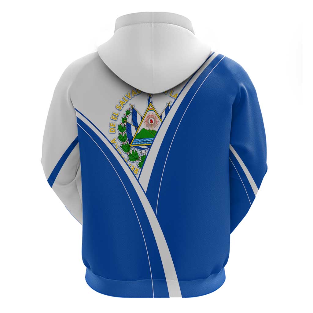 El Salvador National Flag Hoodie with Coat of Arms and Blue White Stripes Design TS04