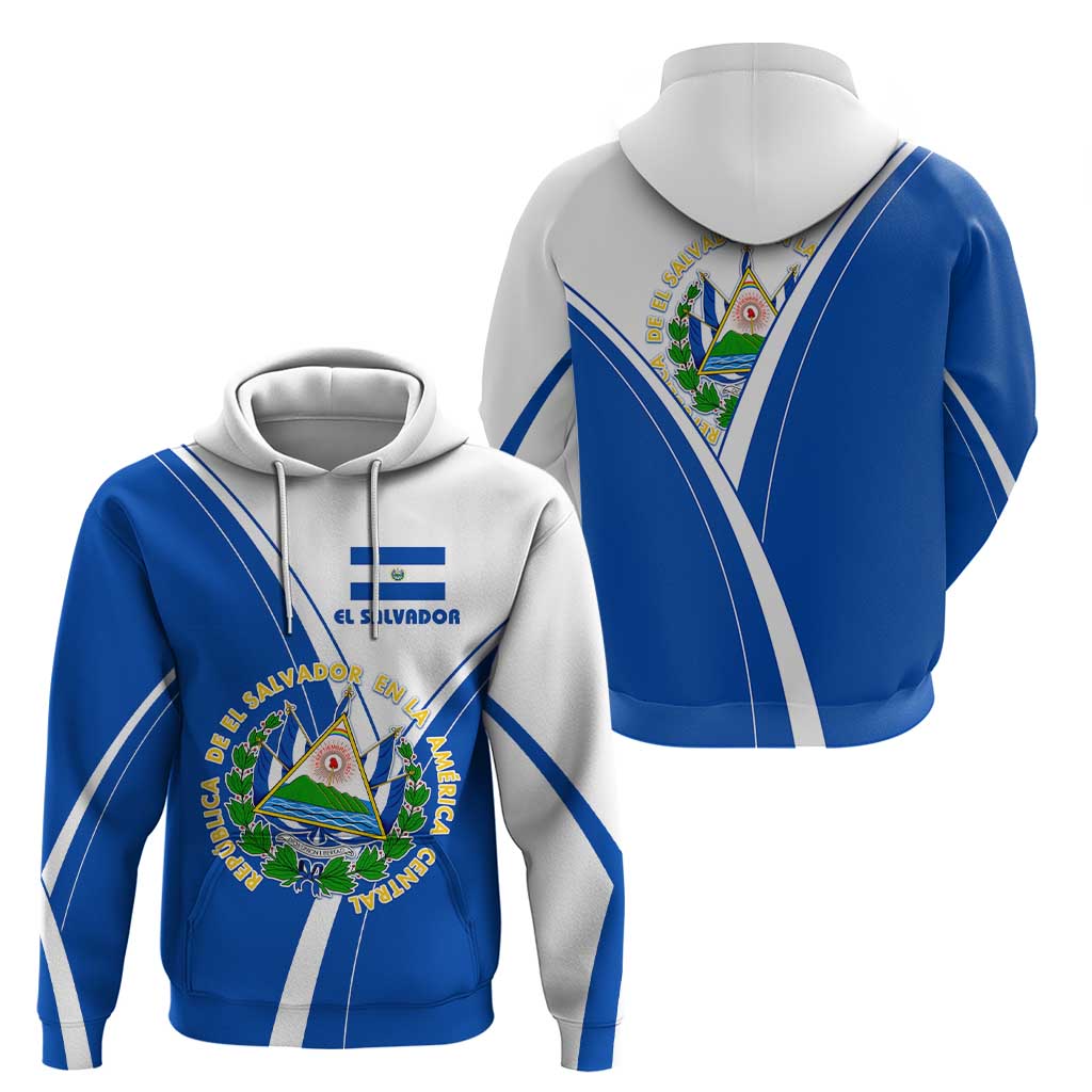 El Salvador National Flag Hoodie with Coat of Arms and Blue White Stripes Design TS04