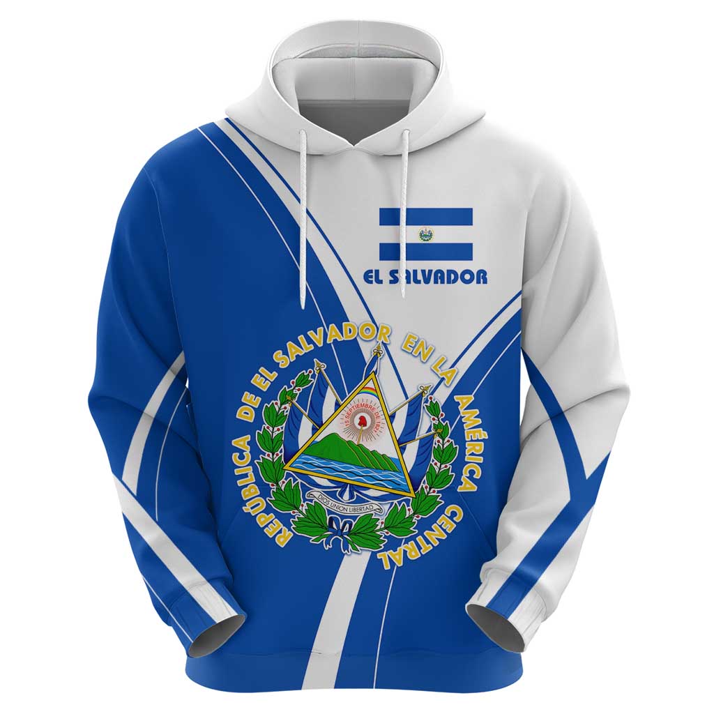 El Salvador National Flag Hoodie with Coat of Arms and Blue White Stripes Design TS04