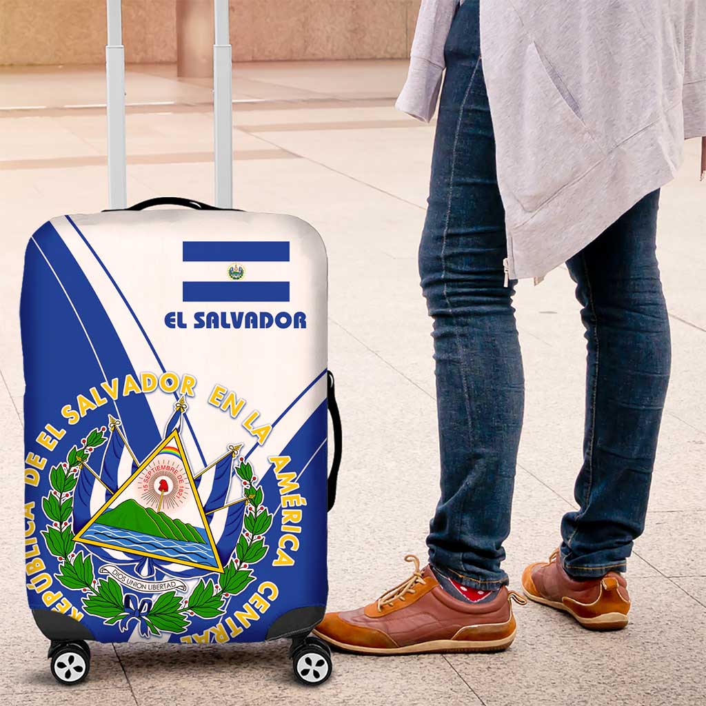 El Salvador National Flag Luggage Cover with Coat of Arms and Blue White Stripes Design TS04