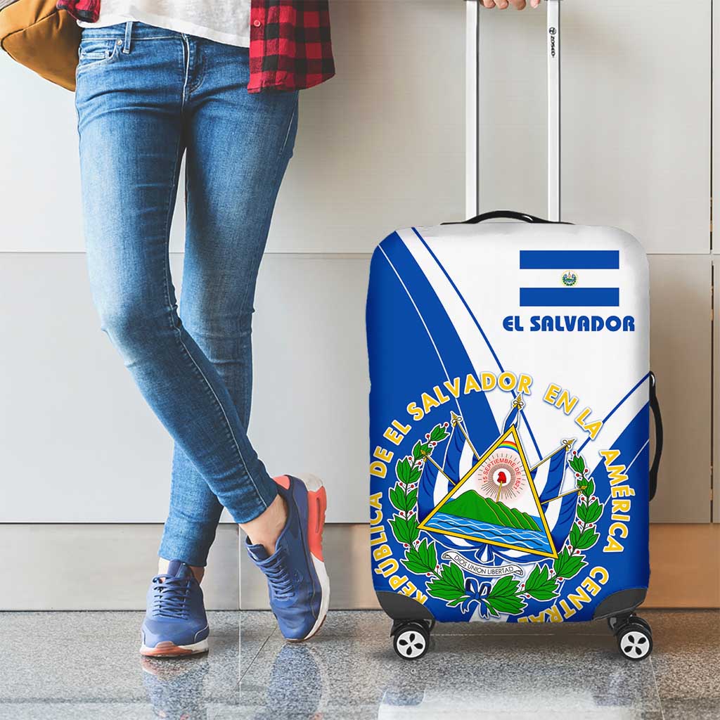 El Salvador National Flag Luggage Cover with Coat of Arms and Blue White Stripes Design TS04
