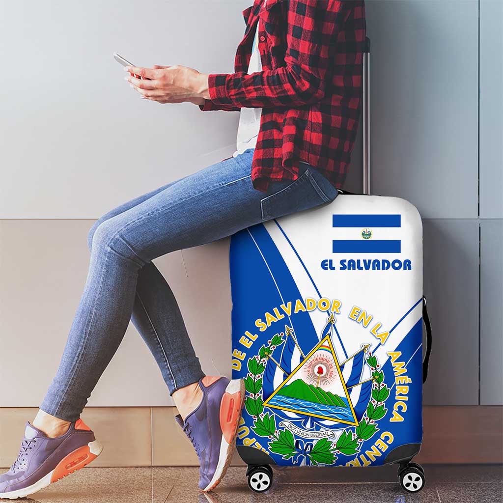 El Salvador National Flag Luggage Cover with Coat of Arms and Blue White Stripes Design TS04