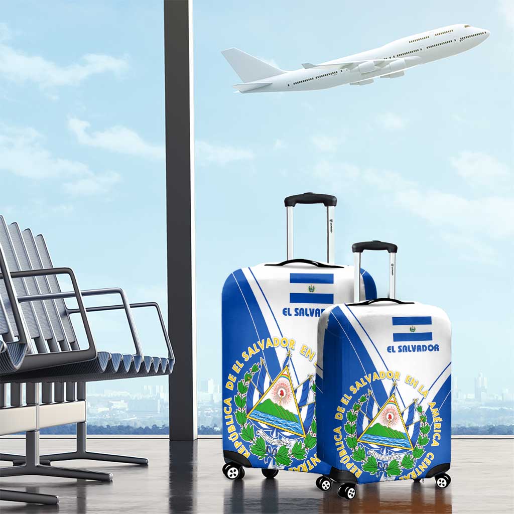 El Salvador National Flag Luggage Cover with Coat of Arms and Blue White Stripes Design TS04