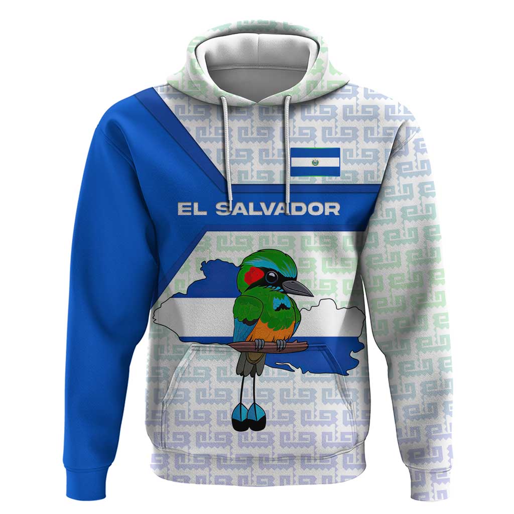 El Salvador National Symbol Hoodie with Torogoz Bird and Flag Map Design TS04