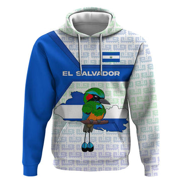 El Salvador National Symbol Hoodie with Torogoz Bird and Flag Map Design TS04
