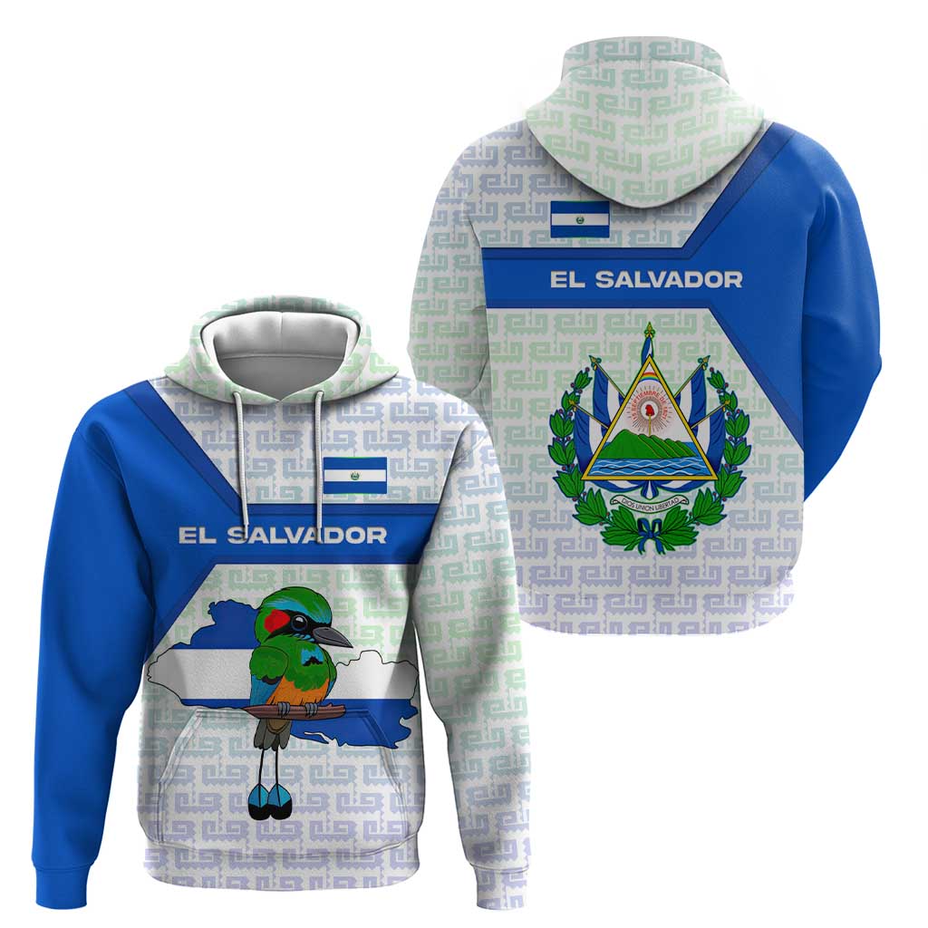 El Salvador National Symbol Hoodie with Torogoz Bird and Flag Map Design TS04