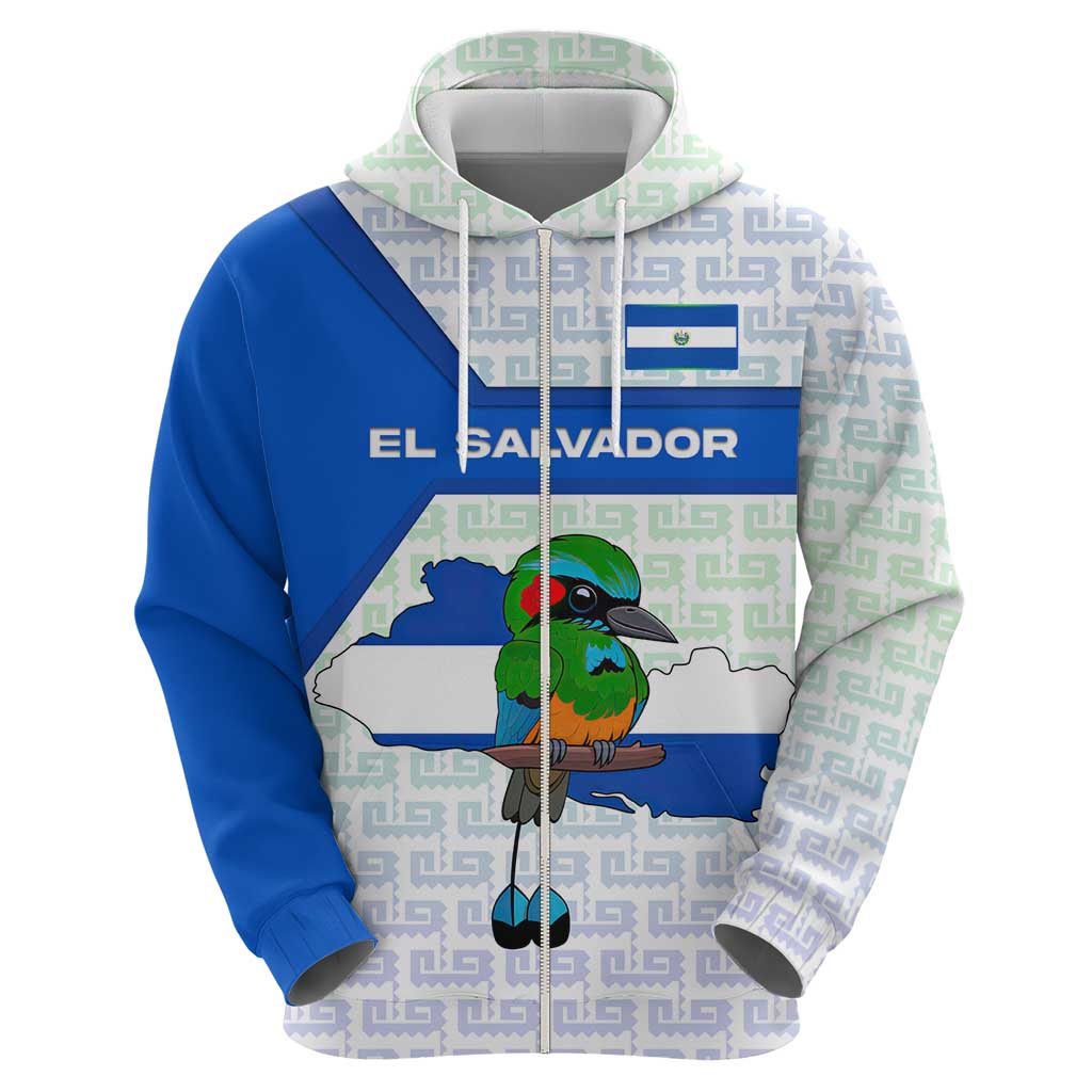 El Salvador National Symbol Hoodie with Torogoz Bird and Flag Map Design TS04