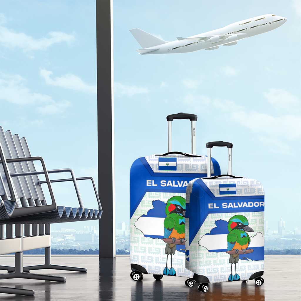 El Salvador National Symbol Luggage Cover with Torogoz Bird and Flag Map Design TS04
