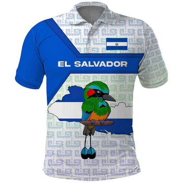 El Salvador National Symbol Polo Shirt with Torogoz Bird and Flag Map Design TS04