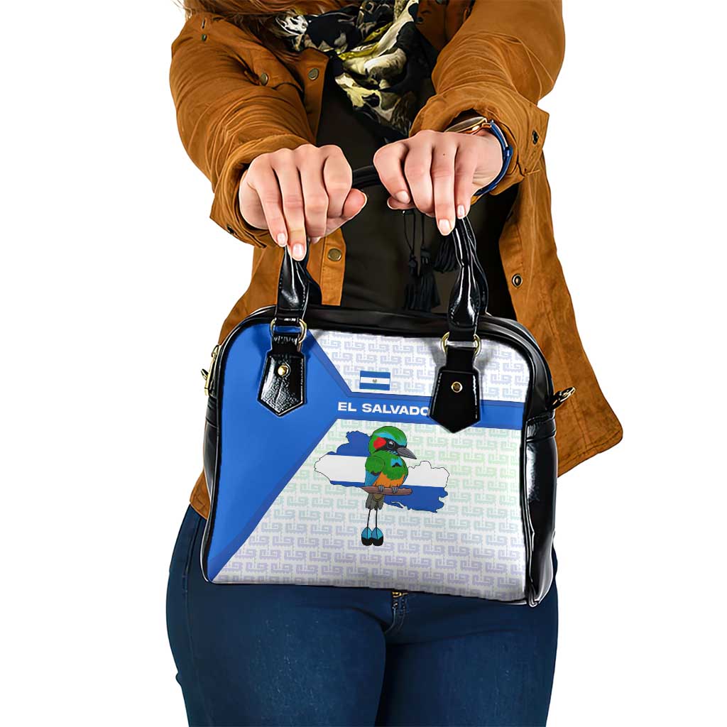 El Salvador National Symbol Shoulder Handbag with Torogoz Bird and Flag Map Design TS04