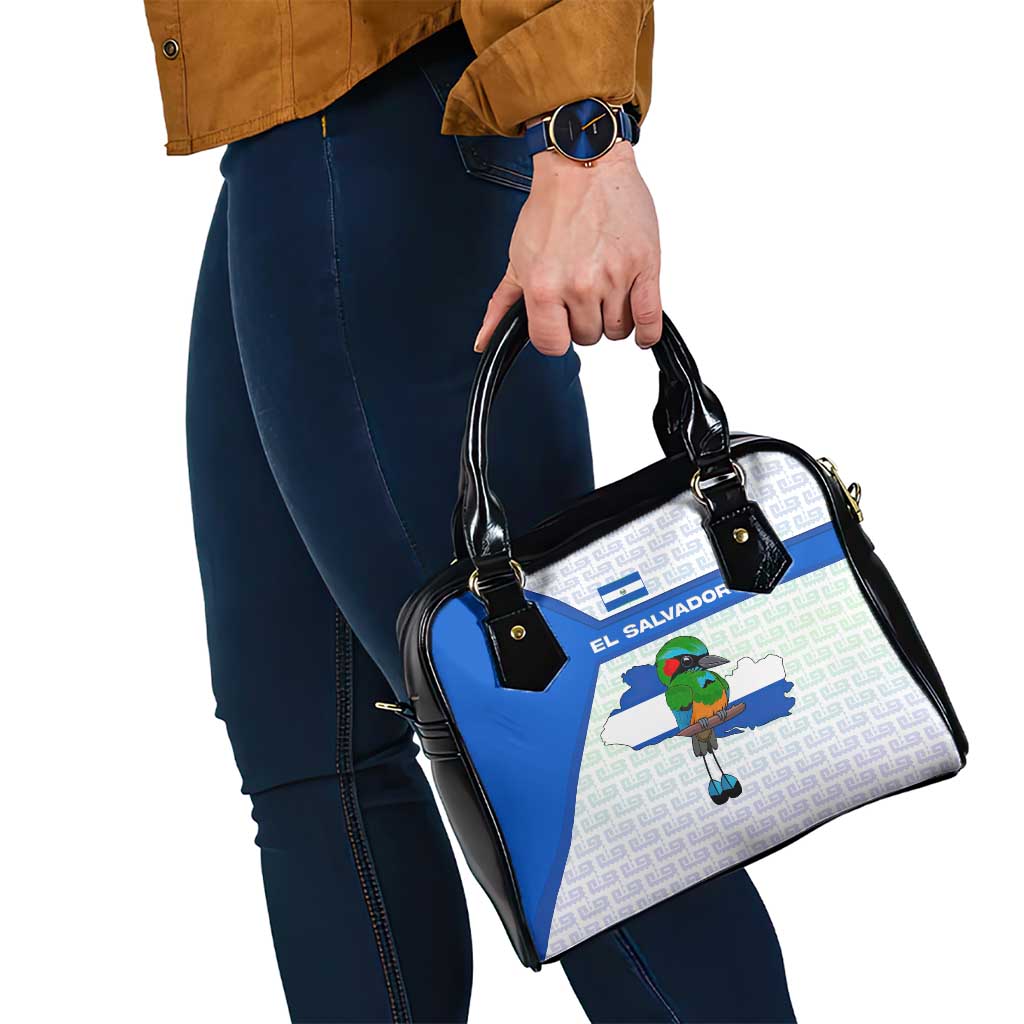 El Salvador National Symbol Shoulder Handbag with Torogoz Bird and Flag Map Design TS04