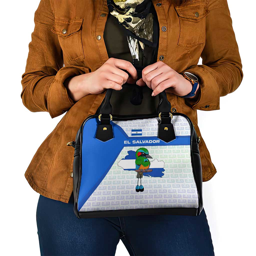 El Salvador National Symbol Shoulder Handbag with Torogoz Bird and Flag Map Design TS04