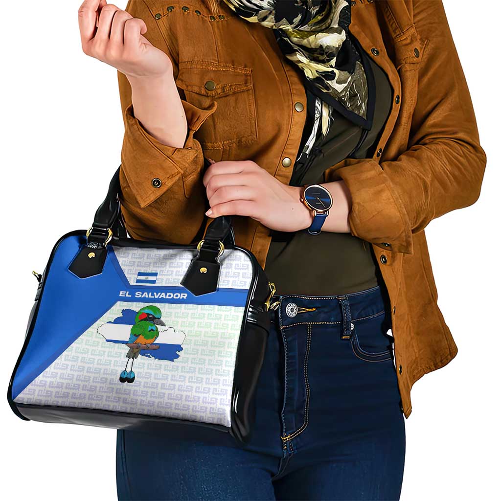 El Salvador National Symbol Shoulder Handbag with Torogoz Bird and Flag Map Design TS04