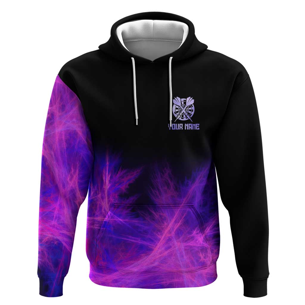 Dartboard and Darts Hoodie with Purple Smoke Background and Custom Team Name TS04