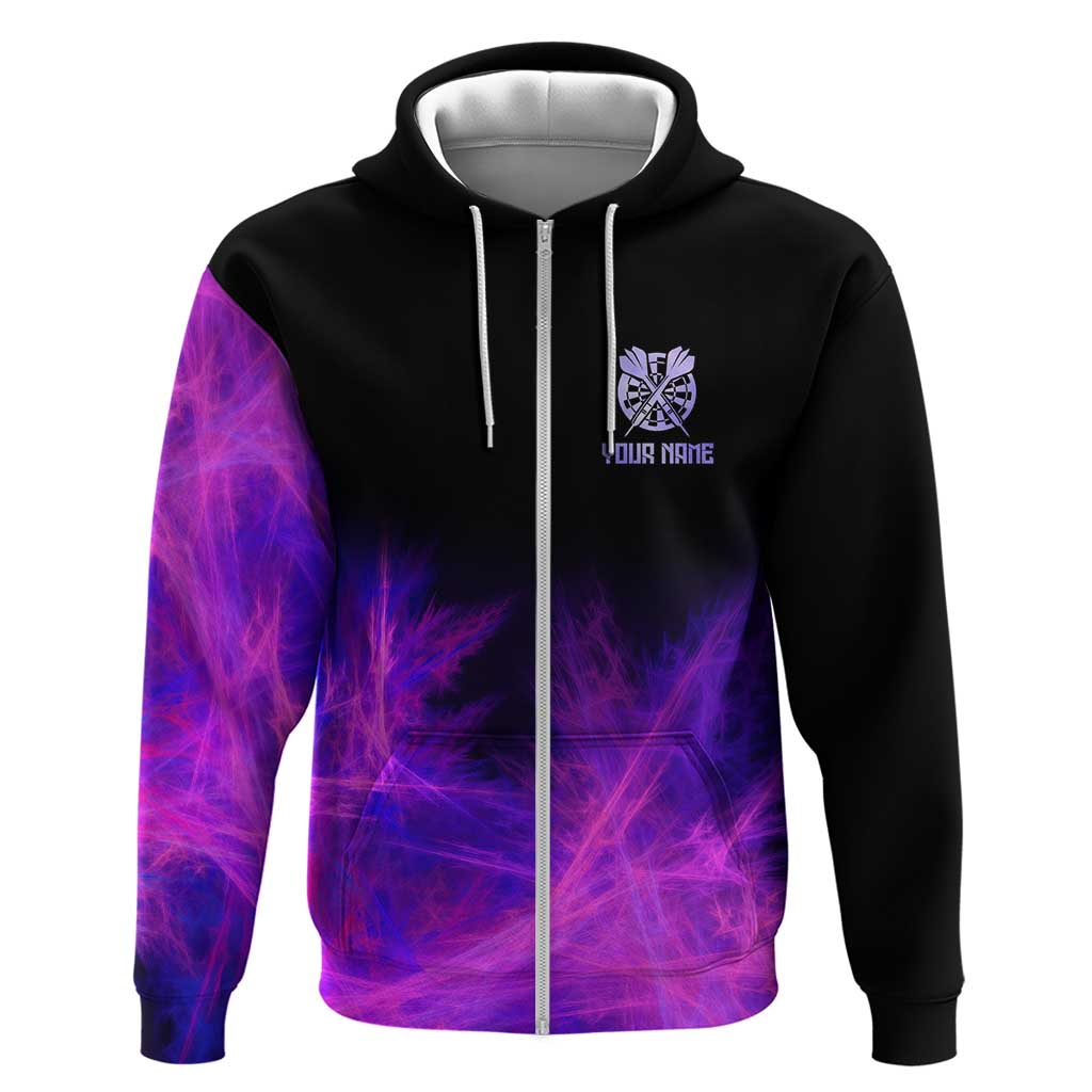Dartboard and Darts Hoodie with Purple Smoke Background and Custom Team Name TS04