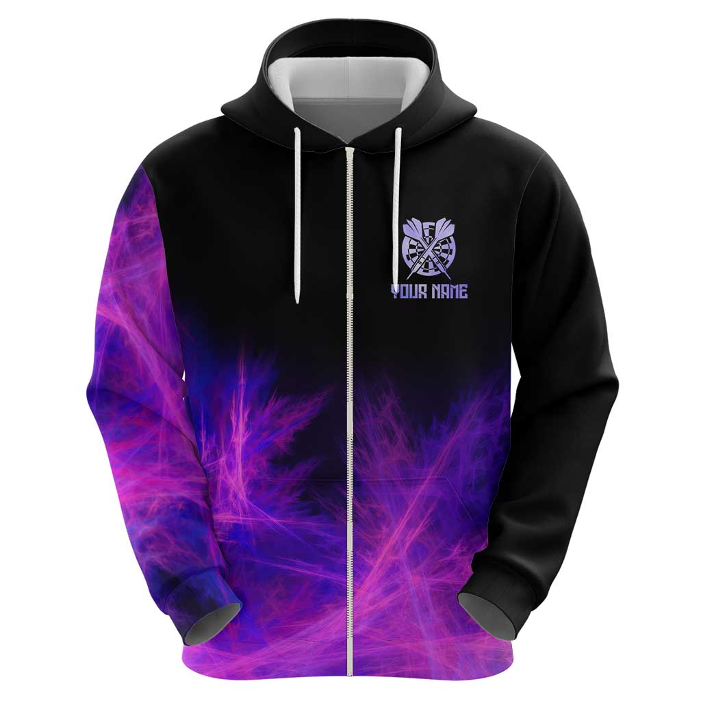 Dartboard and Darts Hoodie with Purple Smoke Background and Custom Team Name TS04