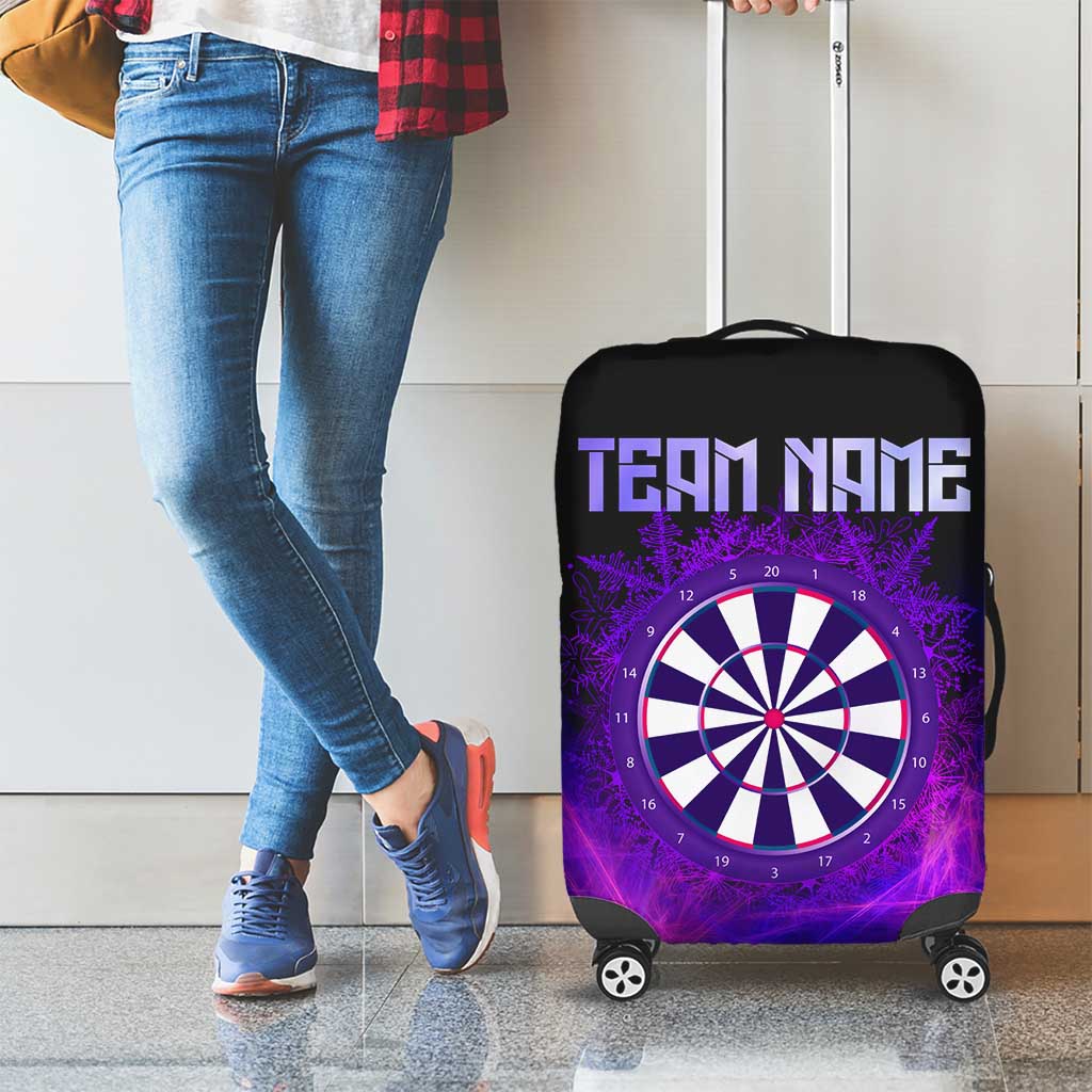 Dartboard and Darts Luggage Cover with Purple Smoke Background and Custom Team Name TS04