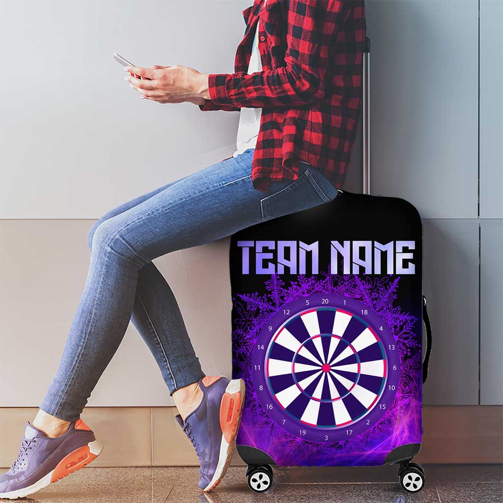 Dartboard and Darts Luggage Cover with Purple Smoke Background and Custom Team Name TS04