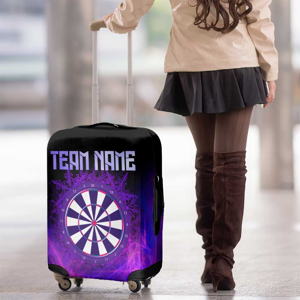 Dartboard and Darts Luggage Cover with Purple Smoke Background and Custom Team Name TS04