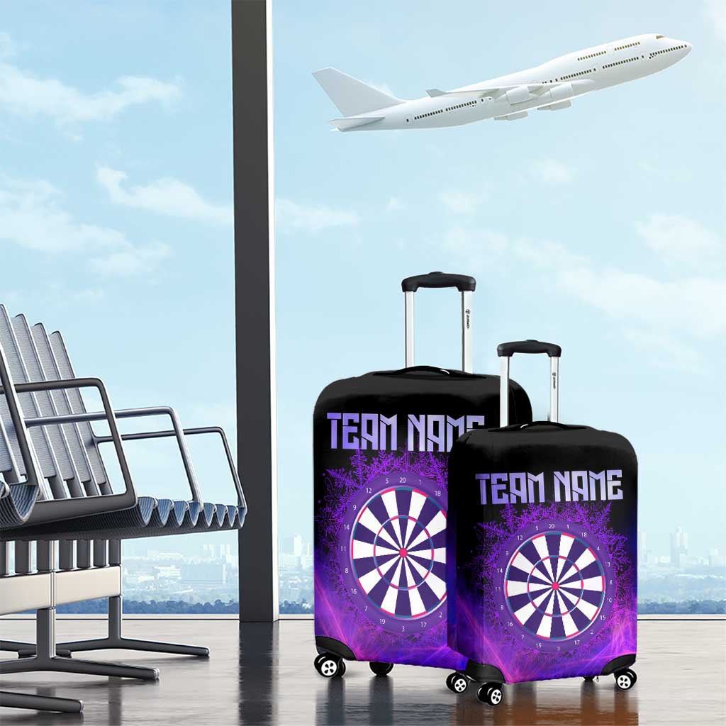 Dartboard and Darts Luggage Cover with Purple Smoke Background and Custom Team Name TS04