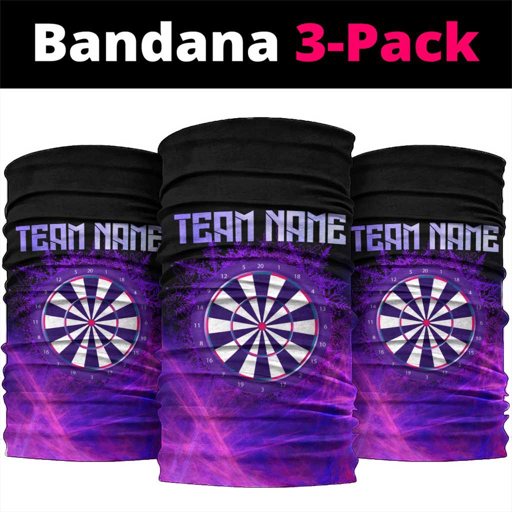 Dartboard and Darts Neck Gaiter with Purple Smoke Background and Custom Team Name TS04