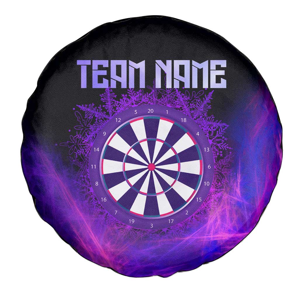 Dartboard and Darts Spare Tire Cover with Purple Smoke Background and Custom Team Name TS04