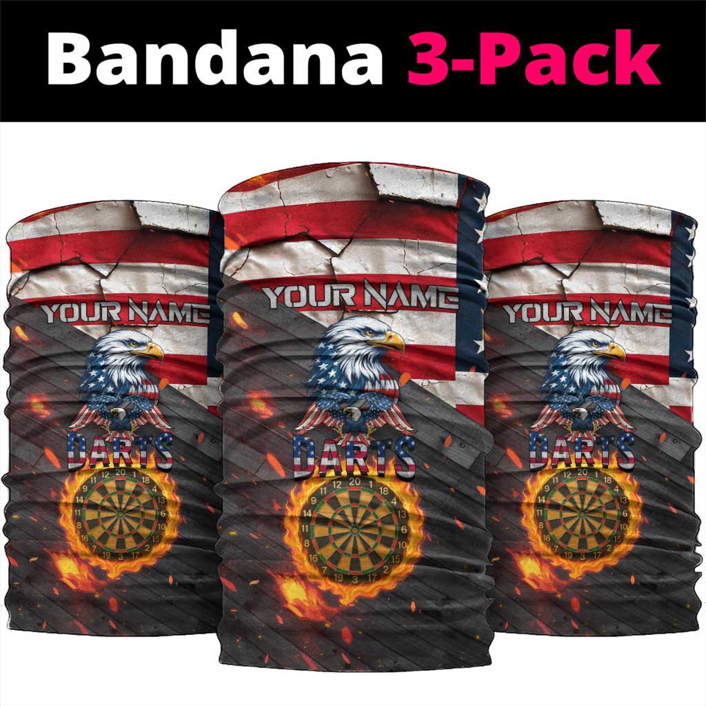 Custom American Flag and Bald Eagle Darts Neck Gaiter with Flaming Dartboard TS04