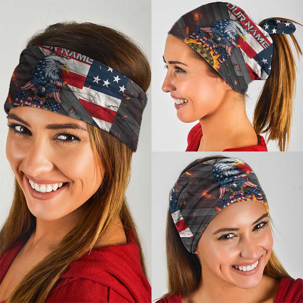 Custom American Flag and Bald Eagle Darts Neck Gaiter with Flaming Dartboard TS04