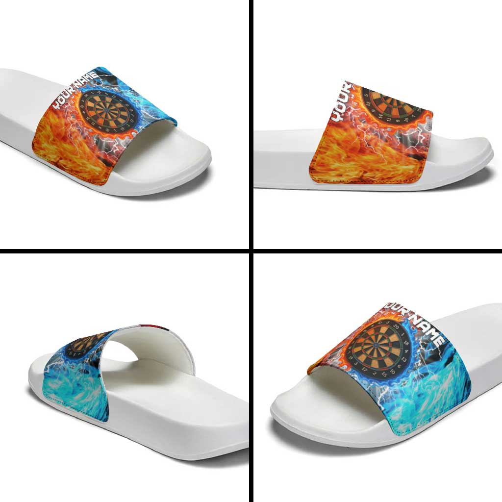 Custom Thunder Lightning Darts Slide Sandals Dartboard Water Fire TS04