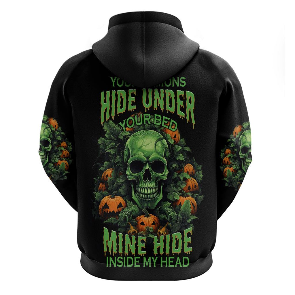 Your Demons Hide Under Your Bed Skull Halloween Hoodie TS04