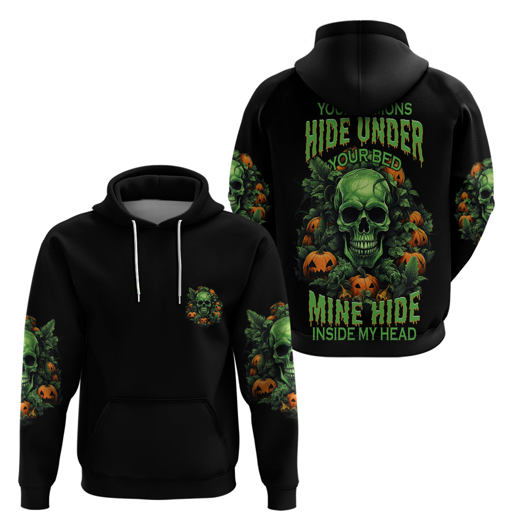 Your Demons Hide Under Your Bed Skull Halloween Hoodie TS04