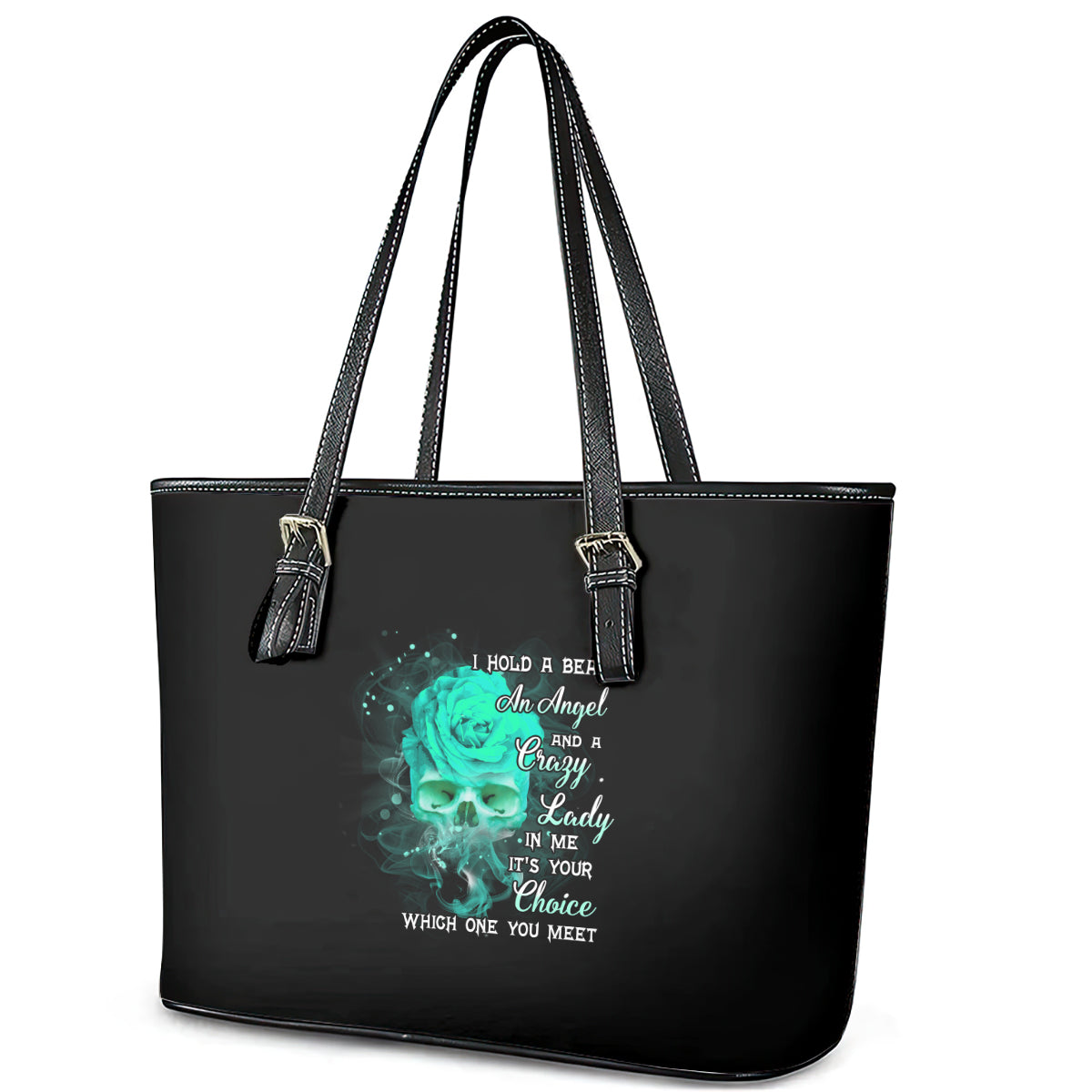 I Hold A Beast An Angel Crazy Lady In Me Leather Tote Bag TS04