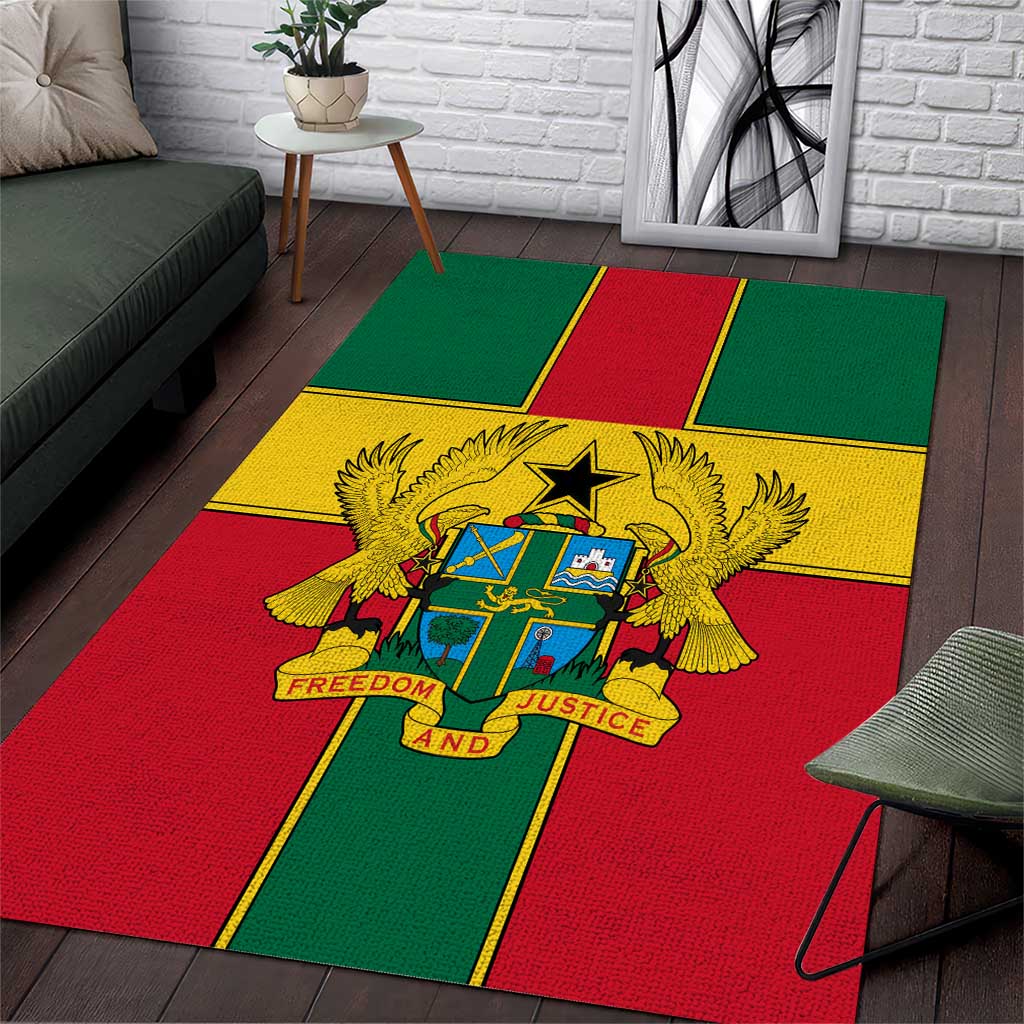 African Ghana Area Rug Flag with Coat of Arms Simple Design TS04