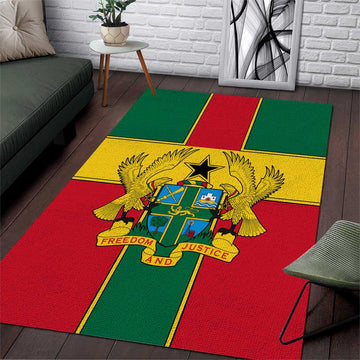 African Ghana Area Rug Flag with Coat of Arms Simple Design TS04