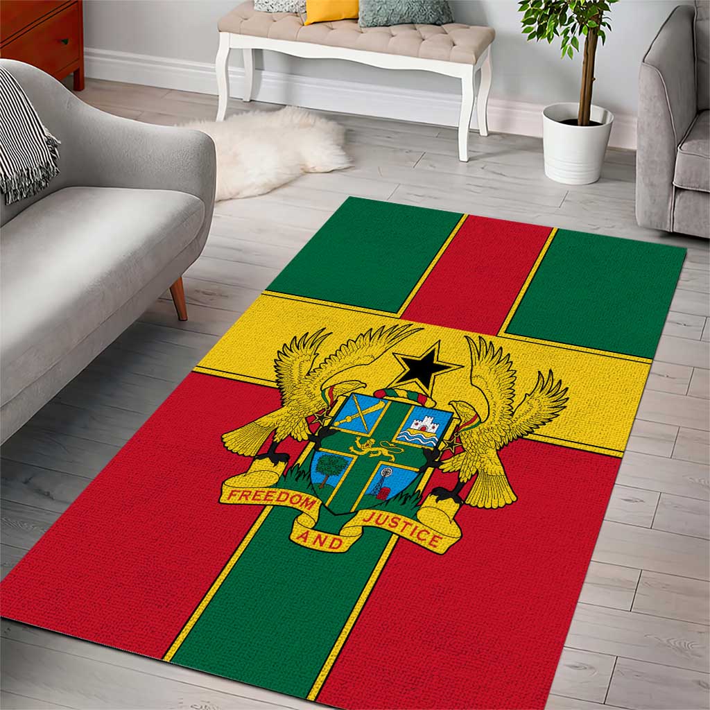 African Ghana Area Rug Flag with Coat of Arms Simple Design TS04